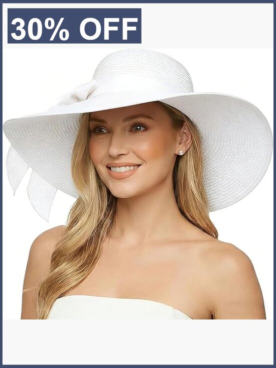 Wide Brim Straw Sun Hat Floppy Foldable Roll up UPF 50+ Beach Summer Packable main image 4